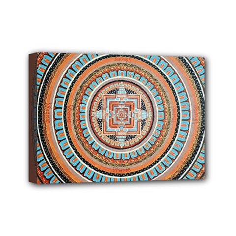 Mandala Art Painting Acrylic Mini Canvas 7  X 5  (stretched) by Wegoenart