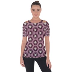 Background Pattern Structure Shoulder Cut Out Short Sleeve Top by Wegoenart