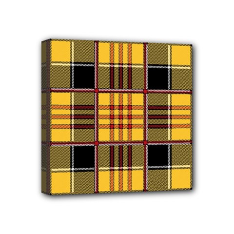 Plaid Tartan Scottish Yellow Red Mini Canvas 4  X 4  (stretched) by Wegoenart