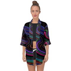 Art Abstract Colorful Abstract Open Front Chiffon Kimono by Wegoenart