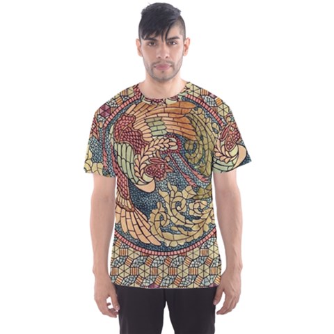 Wings Feathers Cubism Mosaic Men s Sports Mesh Tee by Wegoenart