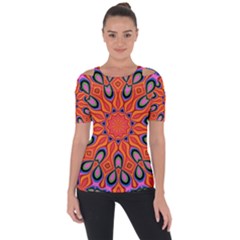 Art Abstract Background Pattern Shoulder Cut Out Short Sleeve Top by Wegoenart