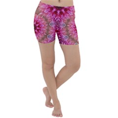 Flower Mandala Art Pink Abstract Lightweight Velour Yoga Shorts by Wegoenart