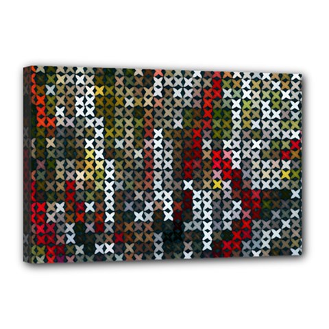 Christmas Cross Stitch Background Canvas 18  X 12  (stretched) by Wegoenart