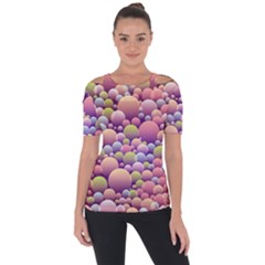 Abstract Background Circle Bubbles Shoulder Cut Out Short Sleeve Top by Wegoenart