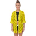 Yellow Background Abstract Open Front Chiffon Kimono View1