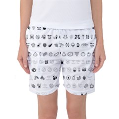 Vegan Vegetarian Icons Food Eat Women s Basketball Shorts by Wegoenart