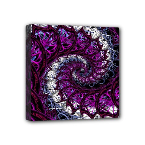 Fractal Background Swirl Art Skull Mini Canvas 4  X 4  (stretched) by Wegoenart