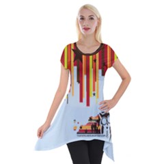 Dreamscape Owl - Short Sleeve Side Drop Tunic by TransfiguringAdoptionStore