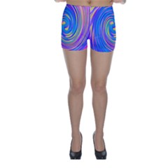 Cool Abstract Pink Blue And Yellow Twirl Liquid Art Skinny Shorts by myrubiogarden