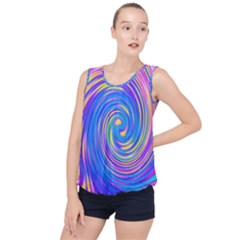 Cool Abstract Pink Blue And Yellow Twirl Liquid Art Bubble Hem Chiffon Tank Top by myrubiogarden