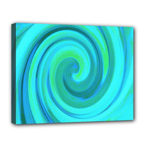 Groovy Cool Abstract Aqua Liquid Art Swirl Painting Canvas 14  X 11  (stretched) by myrubiogarden