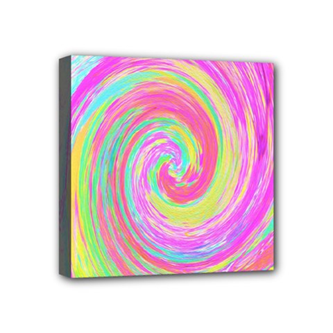 Groovy Abstract Pink And Blue Liquid Swirl Painting Mini Canvas 4  X 4  (stretched) by myrubiogarden