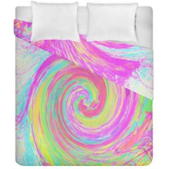 Groovy Abstract Pink And Blue Liquid Swirl Painting Duvet Cover Double Side (california King Size) by myrubiogarden
