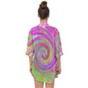 Groovy Abstract Pink And Blue Liquid Swirl Painting Open Front Chiffon Kimono View2