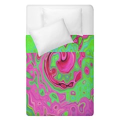 Groovy Abstract Green And Red Lava Liquid Swirl Duvet Cover Double Side (single Size) by myrubiogarden
