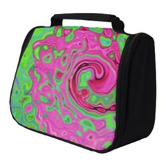 Groovy Abstract Green And Red Lava Liquid Swirl Full Print Travel Pouch (small) by myrubiogarden