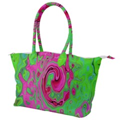 Groovy Abstract Green And Red Lava Liquid Swirl Canvas Shoulder Bag by myrubiogarden