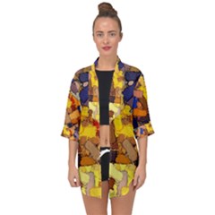 Texture Painting Plot Graffiti Open Front Chiffon Kimono by Pakrebo