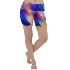 Abstract Background Colorful Pattern Lightweight Velour Yoga Shorts by Pakrebo