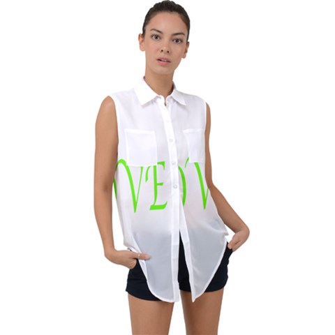 I Lovetennis Sleeveless Chiffon Button Shirt by Greencreations