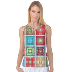 Tiles Pattern Background Colorful Women s Basketball Tank Top by Pakrebo