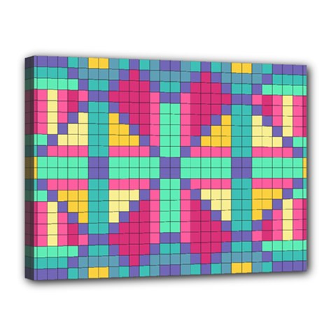 Checkerboard Squares Abstract Canvas 16  X 12  (stretched) by Pakrebo