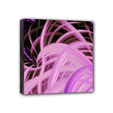 Purple Fractal Artwork Feather Mini Canvas 4  X 4  (stretched) by Pakrebo