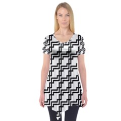 Pattern Monochrome Repeat Short Sleeve Tunic  by Pakrebo
