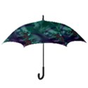 Fractal Turquoise Feather Swirl Hook Handle Umbrellas (Medium) View3
