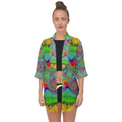 Fractal Art Design Fantasy Light Open Front Chiffon Kimono by Pakrebo