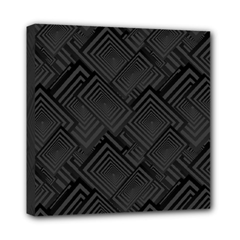 Diagonal Square Black Background Mini Canvas 8  X 8  (stretched) by Pakrebo