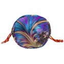 Fractal Feather Swirl Purple Blue Drawstring Bucket Bag View3