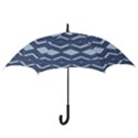 Textile Texture Fabric Zigzag Blue Hook Handle Umbrellas (Medium) View3