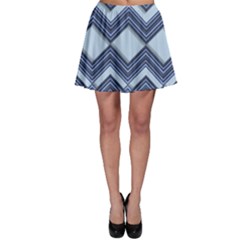 Textile Texture Fabric Zigzag Blue Skater Skirt by Pakrebo