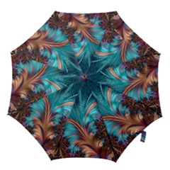Feather Fractal Artistic Design Hook Handle Umbrellas (small) by Pakrebo