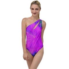Psychedelic Purple Garden Milkweed Flower To One Side Swimsuit by myrubiogarden