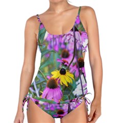 Yellow Flowers In The Purple Coneflower Garden Tankini Set by myrubiogarden
