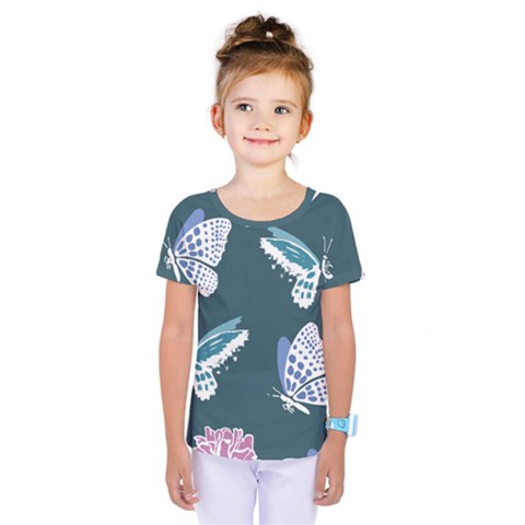 Butterfly Pattern Dead Death Rose Kids  One Piece Tee by Pakrebo