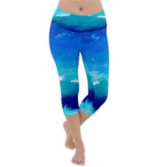 Blue Sky Artwork Drawing Painting Lightweight Velour Capri Yoga Leggings by Pakrebo