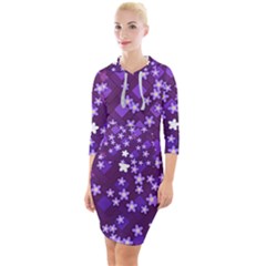 Textile Cross Pattern Square Quarter Sleeve Hood Bodycon Dress by Pakrebo