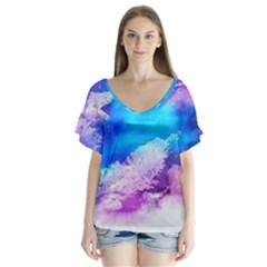 Download (1) V-neck Flutter Sleeve Top by Crystalcreates