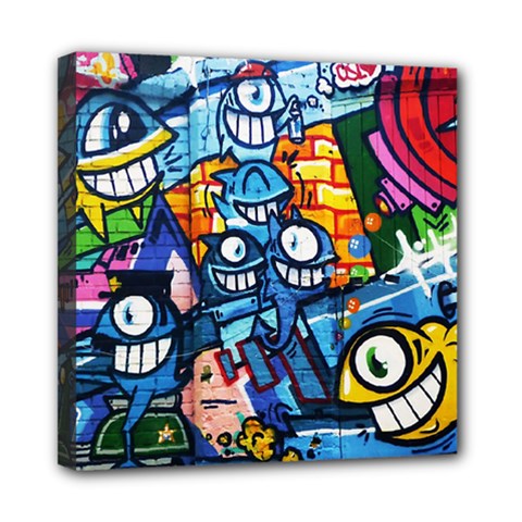 Graffiti Urban Colorful Graffiti Cartoon Fish Mini Canvas 8  X 8  (stretched) by genx