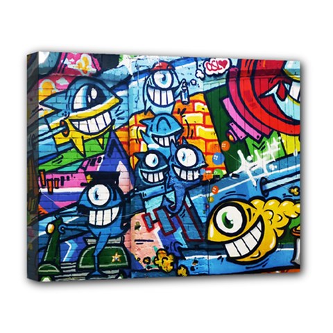 Graffiti Urban Colorful Graffiti Cartoon Fish Deluxe Canvas 20  X 16  (stretched) by genx