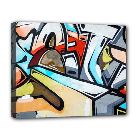 Blue Face King Graffiti Street Art Urban Blue And Orange Face Abstract Hiphop Deluxe Canvas 20  X 16  (stretched) by genx