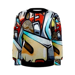 Blue Face King Graffiti Street Art Urban Blue And Orange Face Abstract Hiphop Women s Sweatshirt by genx