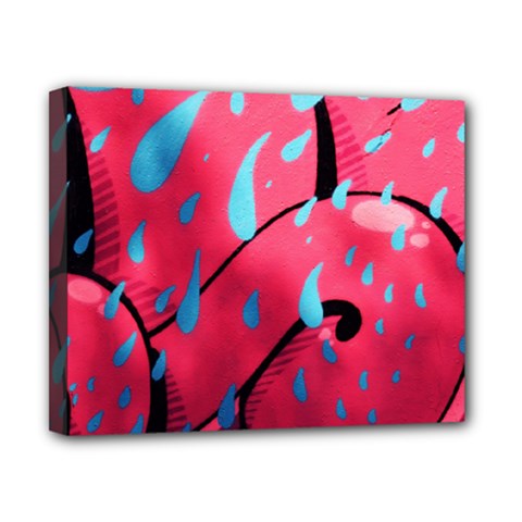 Graffiti Watermelon Pink With Light Blue Drops Retro Canvas 10  X 8  (stretched) by genx