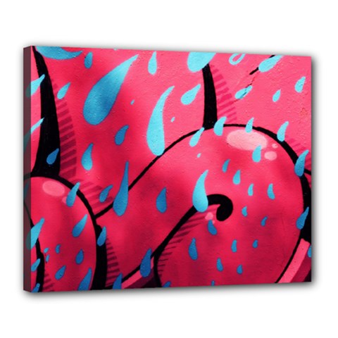 Graffiti Watermelon Pink With Light Blue Drops Retro Canvas 20  X 16  (stretched) by genx