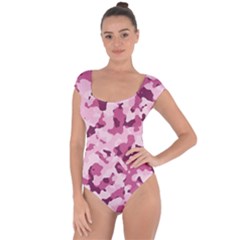 Standard Violet Pink Camouflage Army Military Girl Short Sleeve Leotard  by snek