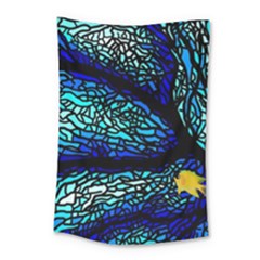 Sea Fans Diving Coral Stained Glass Small Tapestry by Pakrebo